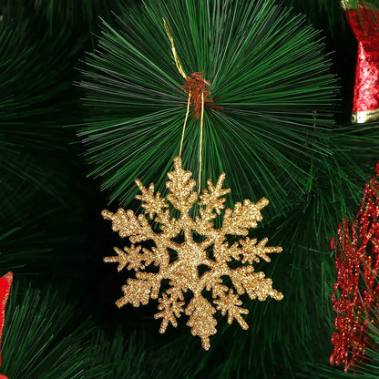 12Pcs 7.5cm Gold Powder Snowflake for Christmas Decor