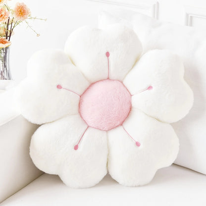 Soft Plush Daisy Flower Throw Pillow - Cozy Decorative Cushion for Bed & Sofa