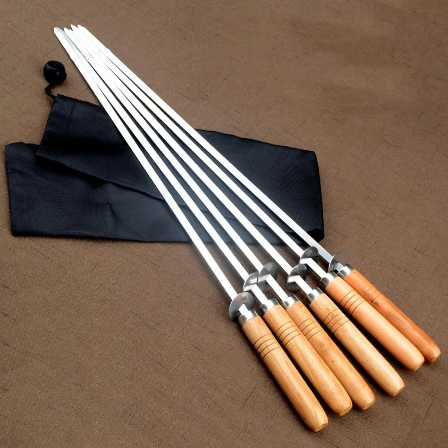 6Pcs Stainless Steel Flat Skewers Barbecue Skewers for Cooking Picnic Meat