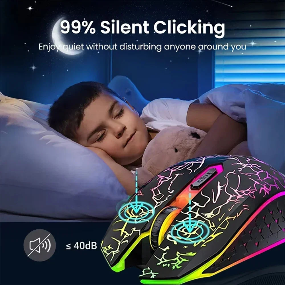 Bluetooth 5.2 Mouse RGB 2.4G Wireless Mouse, Dual-Mode Gaming Silent Mouse For MacBook, Tablets & Laptop / Desktop Computers