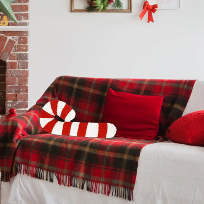 Candy Cane Throw Pillow Sofa, Plush Cushion Christmas Decor for Sofa Bed