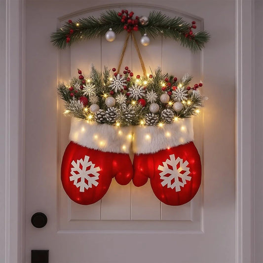 2025 Christmas Garland Creative Glove Shaped Door & Gate Decoration