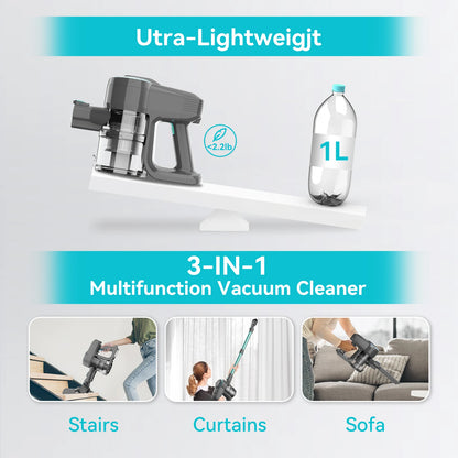 YISORA N300 Cordless Upright Vacuum Cleaner, 20Kpa Ultra Lightweight Stick Vacuum
