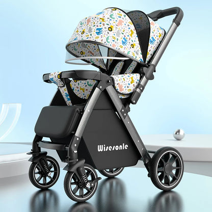 Upgraded Baby Strollers can Sit and Lie Down, High Landscape Lightweight Folding Two-way Stroller Children Stroller