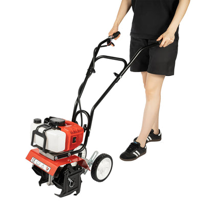 52CC Farm Cultivator Scarifier Garden Tiller, Gasoline powered Farming Cultivation Tool, Soil Loosening 4 Blades 1700W for Farmlands