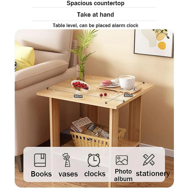 Affordable Bedside table Solid Wood Nightstands Double-Layer furniture