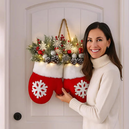 2025 Christmas Garland Creative Glove Shaped Door & Gate Decoration