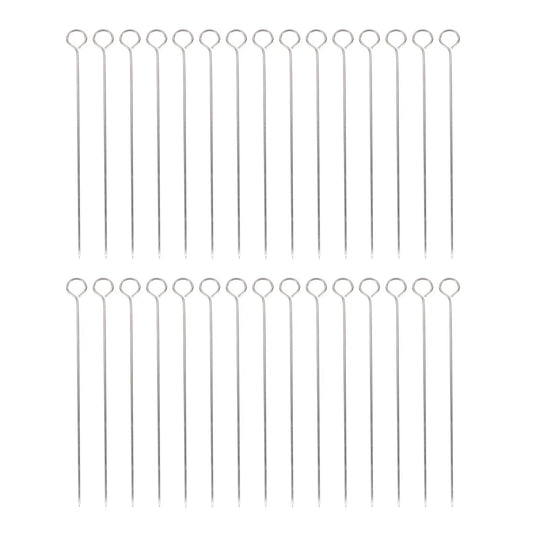 30Pcs Strong Stainless Steel Bbq Skewers. Smooth Edges Turkey Fixing Skewers for Safe Grilling Experience