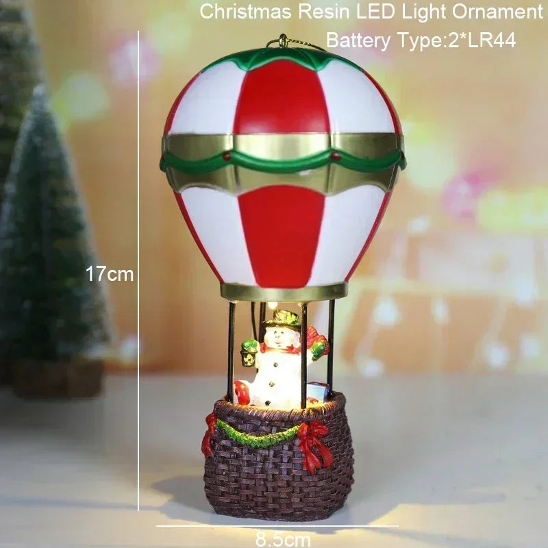 Hot Air Balloon Snowman Santa, Glowing Christmas Santa Claus Decor