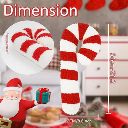 Candy Cane Throw Pillow Sofa, Plush Cushion Christmas Decor for Sofa Bed