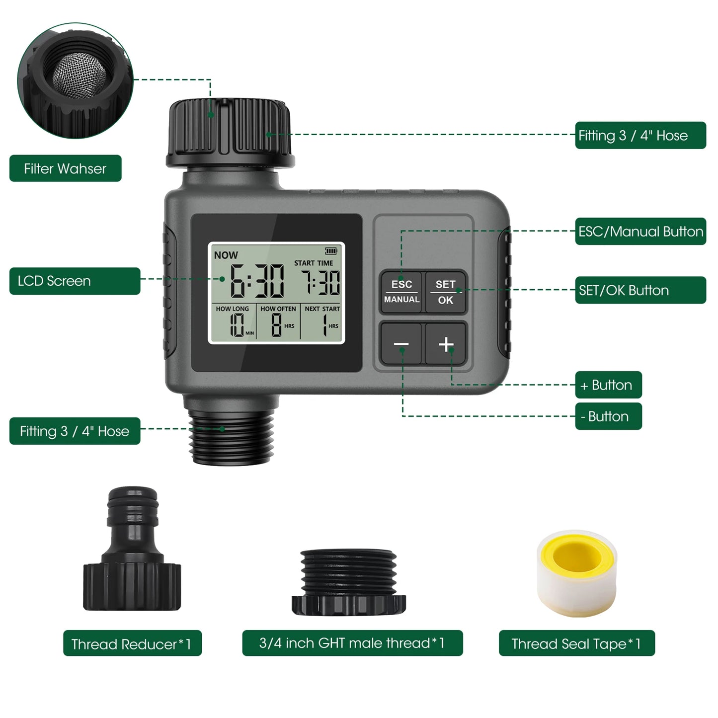 Water Timer Irrigation System Programmable Garden Watering Sprinkler