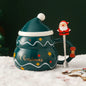 New Year Gift Set Ceramic Christmas Mug with Lid Spoon