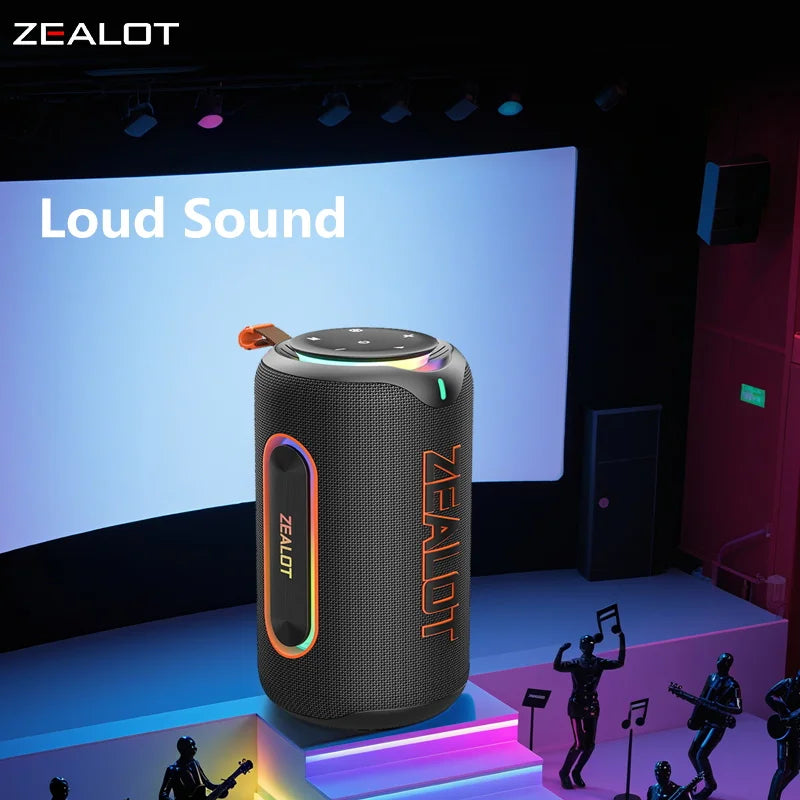 ZEALOT-MP1 60W Wireless Speaker RGB Light 30H Playtime Waterproof IPX6 Dual Pairing 8000mAh Battery