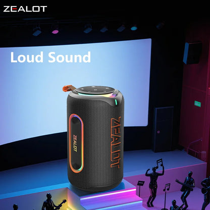 ZEALOT-MP1 60W Wireless Speaker RGB Light 30H Playtime Waterproof IPX6 Dual Pairing 8000mAh Battery