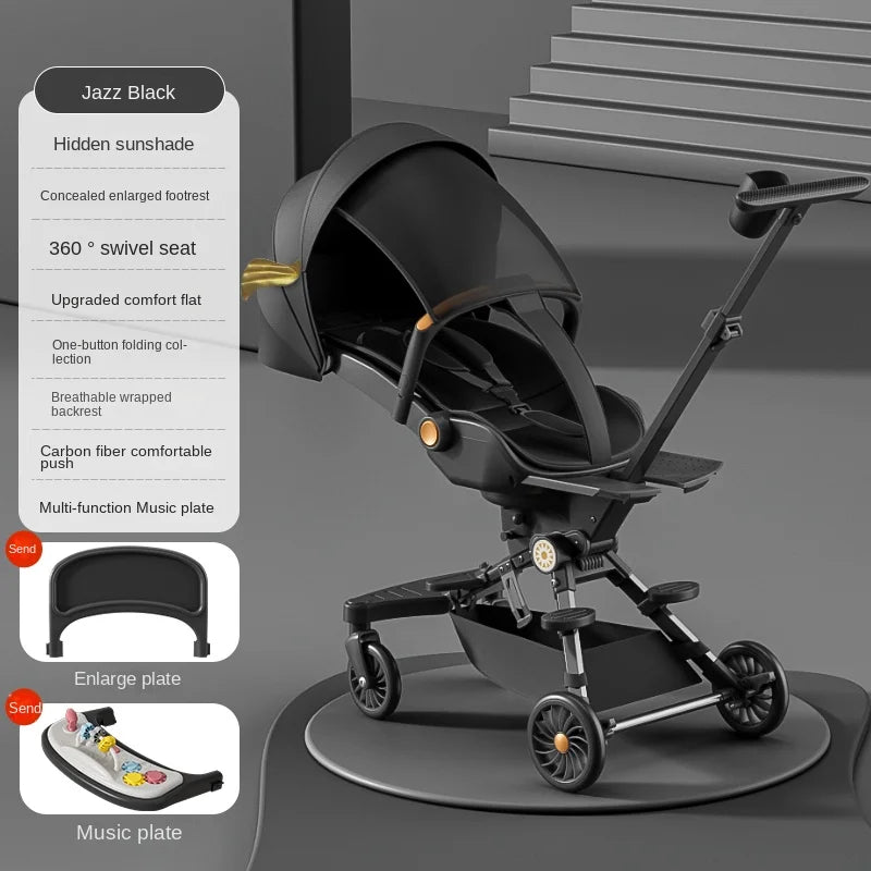 Ultra-lightweight, High Landscape, Three-speed Adjustable & Two-way One-touch Folding Baby Walking Stroller