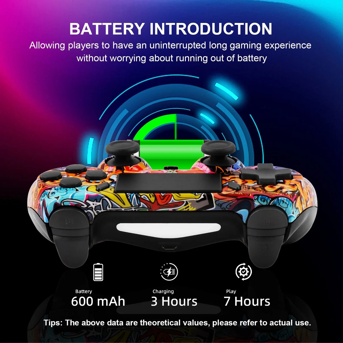 GAMINJA P47 Wireless Bluetooth Controller, Gamepad With 6-axis Gyroscope, Touchpad Dual Vibration For PS4 PC Wins 7 8