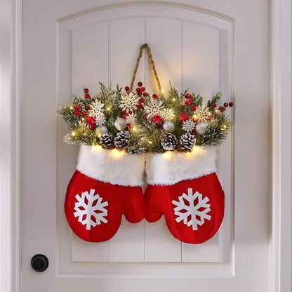2025 Christmas Garland Creative Glove Shaped Door & Gate Decoration