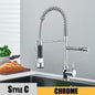 Black Kitchen Sink Faucet, Pull Down Hot and Cold Water Mixer, 2 Mode Tap with Dual Spout 360 Rotation Flexible Deck Mounted
