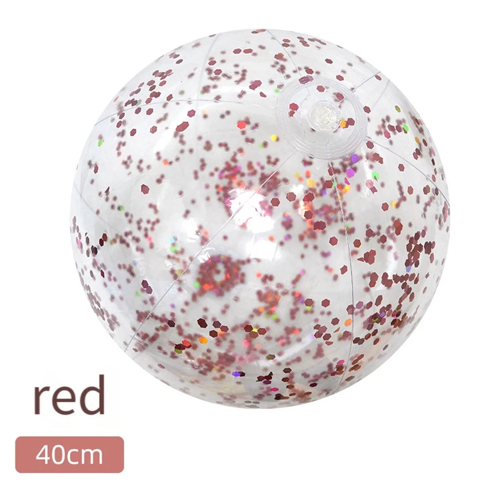 40CM Glitter Inflatable Beach Ball Transparent PVC Sparkle Water Toy 7 Colors Trendy Summer Beach Pool Party Outdoor