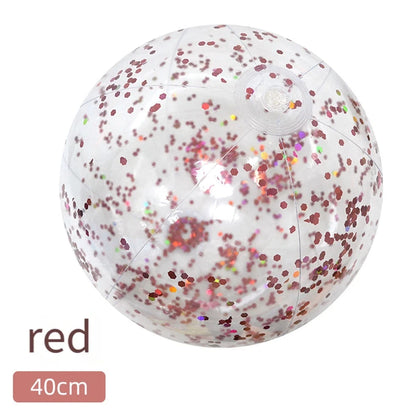 40CM Glitter Inflatable Beach Ball Transparent PVC Sparkle Water Toy 7 Colors Trendy Summer Beach Pool Party Outdoor