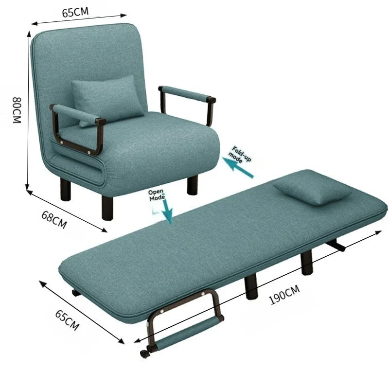 Modern folding sofa bed with with armrest for small apartment