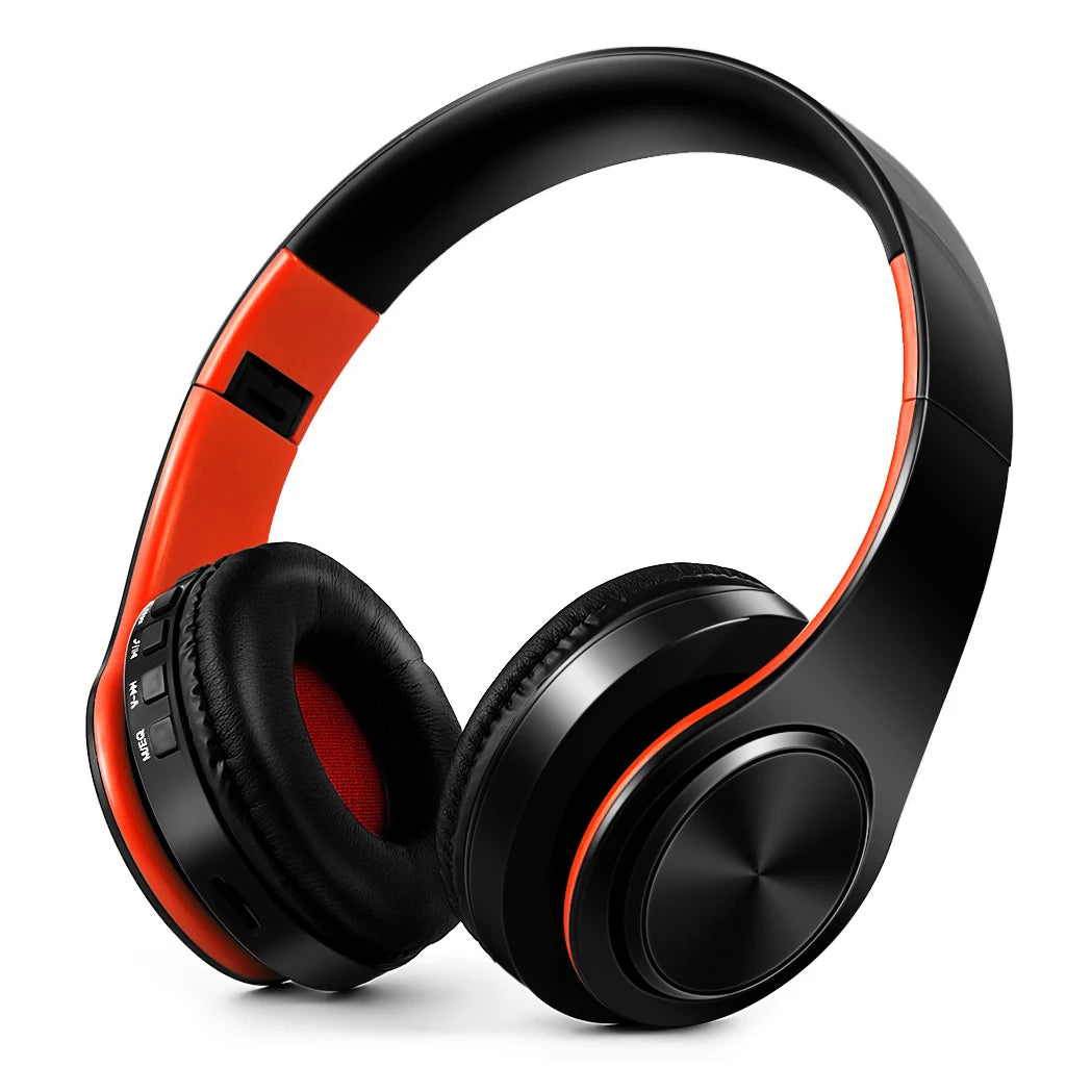 Black &Gold Wireless Headphones.  Stereo Headset for Gaming with Built-in MIC. Universal for Android and iOS