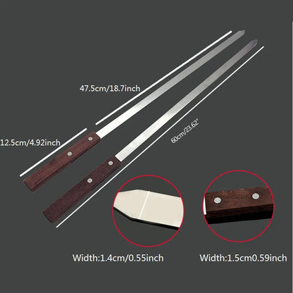 60cm 23.6'' Large BBQ Grills Skewers. Long Handle Barbecue Fork. Stainless Steel Brazilian Style Shish Kebab Turkish BBQ Skewer