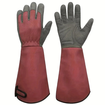 Long Style Gardening Gloves, Thorn Proof Gloves, Canvas Rose Pruning Garden Gloves with Touch Screen Breathable Work Gloves