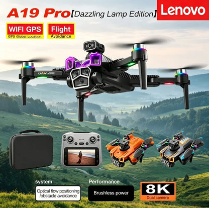 Lenovo Drone A19 Pro 4K HD 8K Professional 5G GPS Dual Camera Photography Brushless Foldable Quadcopter RC Distance Drones Toys