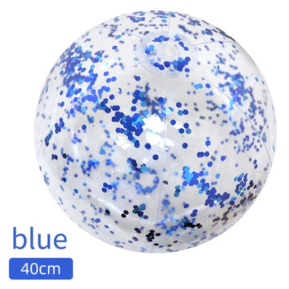 40CM Glitter Inflatable Beach Ball Transparent PVC Sparkle Water Toy 7 Colors Trendy Summer Beach Pool Party Outdoor