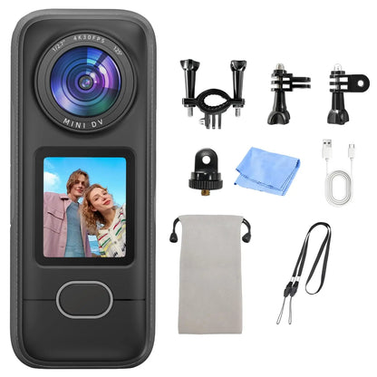 4K Action Camera with WiFi IPX6 Waterproof 3.5H Battery Fast Charge Ultra HD Photo 1.4" Touch Screen.