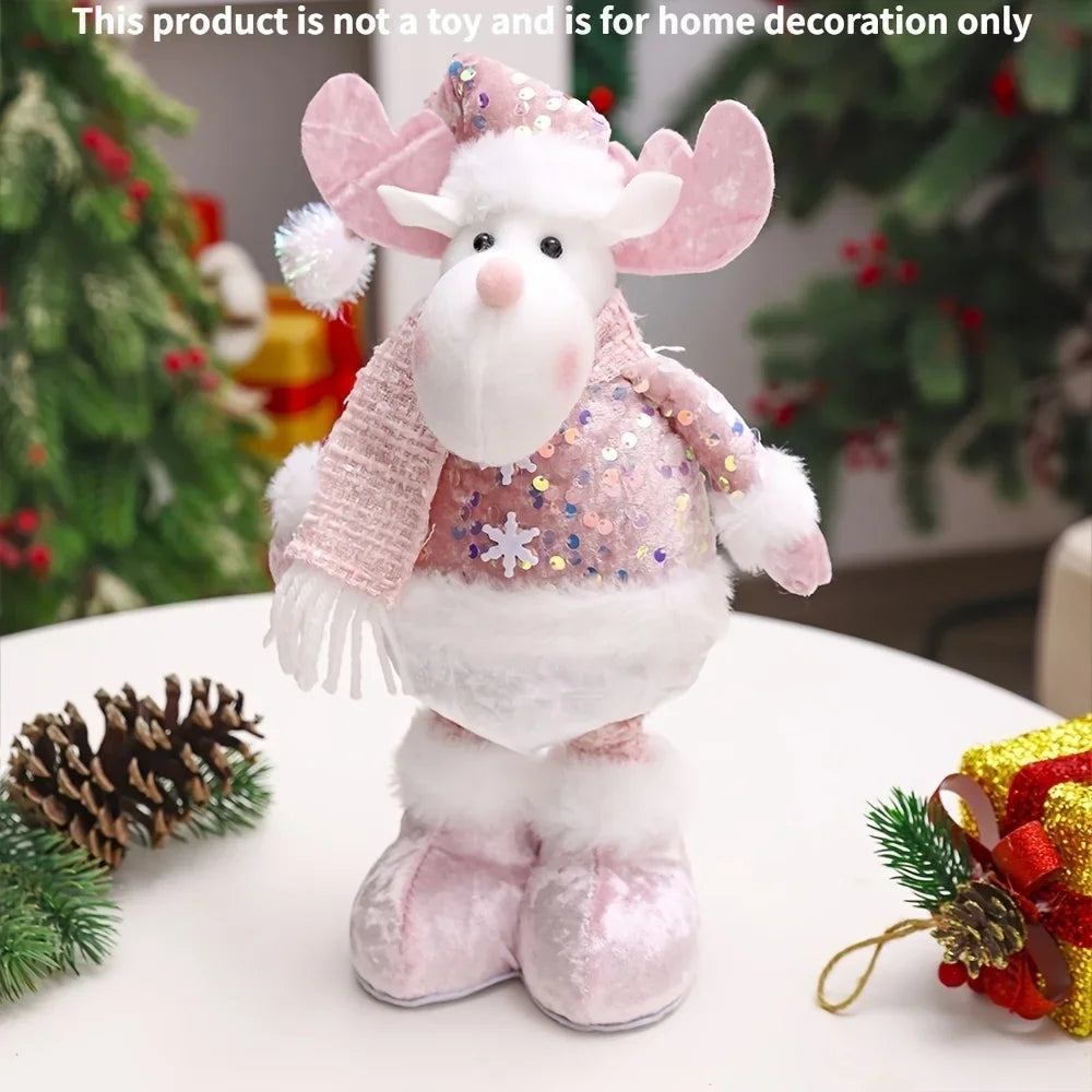New Enchanting Pink Adjustable-height Snowman Santa Claus and Reindeer Christmas Holiday, Home and Office Decorations