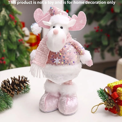 New Enchanting Pink Adjustable-height Snowman Santa Claus and Reindeer Christmas Holiday, Home and Office Decorations