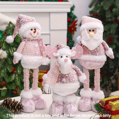 New Enchanting Pink Adjustable-height Snowman Santa Claus and Reindeer Christmas Holiday, Home and Office Decorations