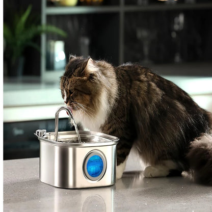3.2L/108oz Large Capacity Pet Water Fountain 304 Stainless Steel Cat Water Fountain Ultra Quiet Pet Water Dispenser for Cats Dogs Automatic Drinking Bowl with Filter