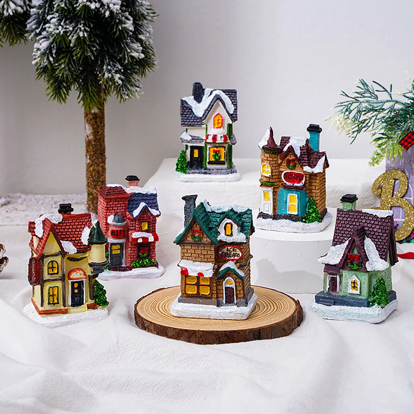 Christmas Winter Village, Christmas Doll Figurines, Christmas Miniature Resin Ornament Kits