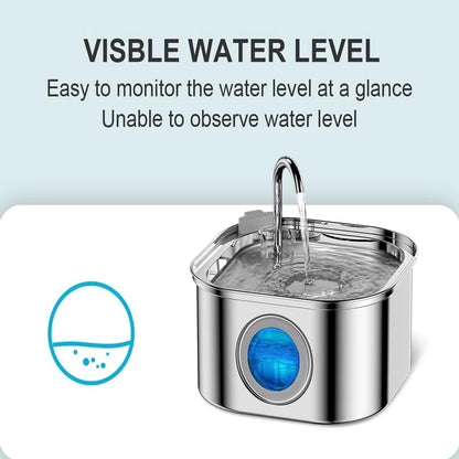 3.2L/108oz Large Capacity Pet Water Fountain 304 Stainless Steel Cat Water Fountain Ultra Quiet Pet Water Dispenser for Cats Dogs Automatic Drinking Bowl with Filter