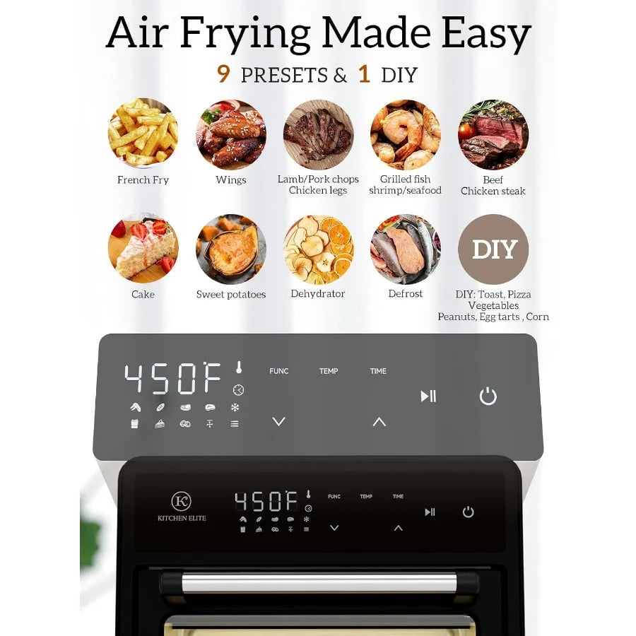 Air Fryer Toaster Oven Combo 12.6 QT Stainless Steel Airfryer 10 in 1 Convection Oven Non Toxic