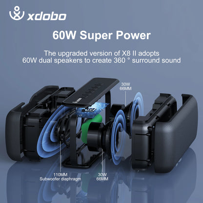 XDOBO X8 60W Portable Speakers Bluetooth Bass with Sub woofer Wireless Waterproof