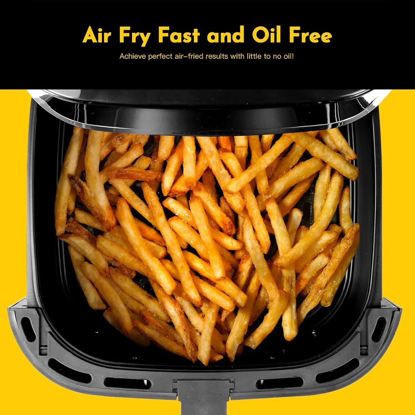 8.5QT Air Fryer, Upgraded Family Size Capacity, Visual Window, Square Basket Stainless Steel Air Fryers