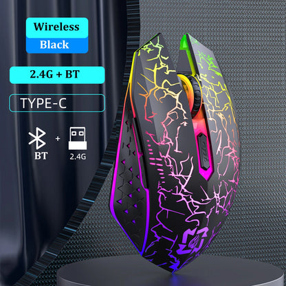 Bluetooth 5.2 Mouse RGB 2.4G Wireless Mouse, Dual-Mode Gaming Silent Mouse For MacBook, Tablets & Laptop / Desktop Computers