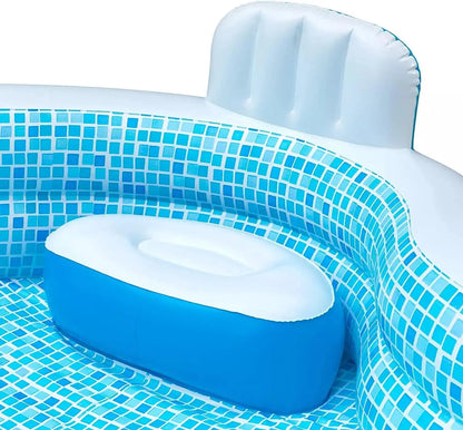 10-Foot Family Pool with 2 Inflatable Seats and Backrests, Durable & Easy Setup