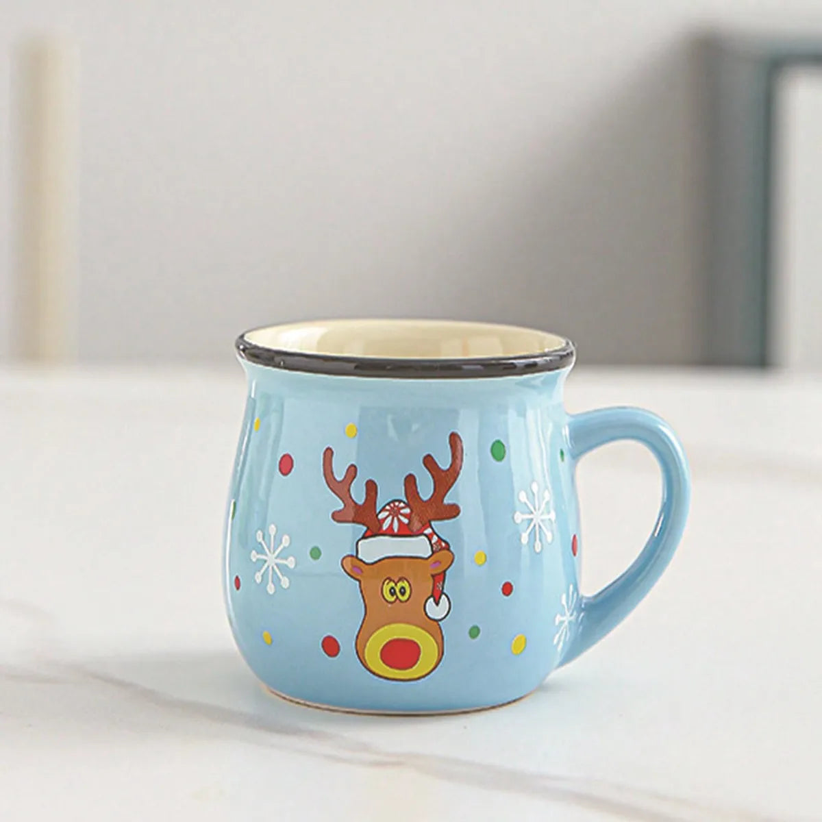Christmas Ceramic Coffee Mug, Santa, Snowman, Reindeer & Xmas Tree Porcelain Latte Tea Cup Winter Holiday Gift