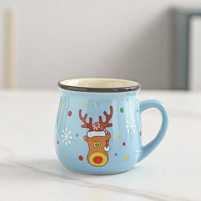 Christmas Ceramic Coffee Mug, Santa, Snowman, Reindeer & Xmas Tree Porcelain Latte Tea Cup Winter Holiday Gift