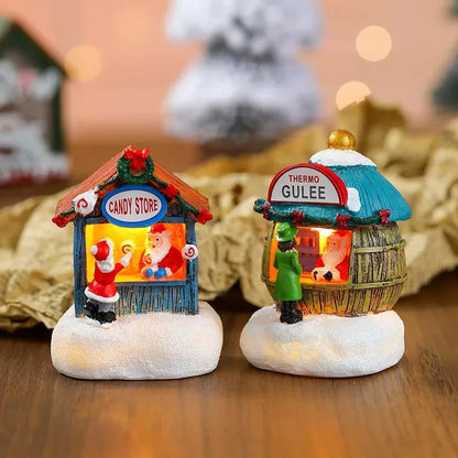 Christmas Snowman Luminous Decoration, Santa Claus Shop Micro Landscape Christmas LED Decoration