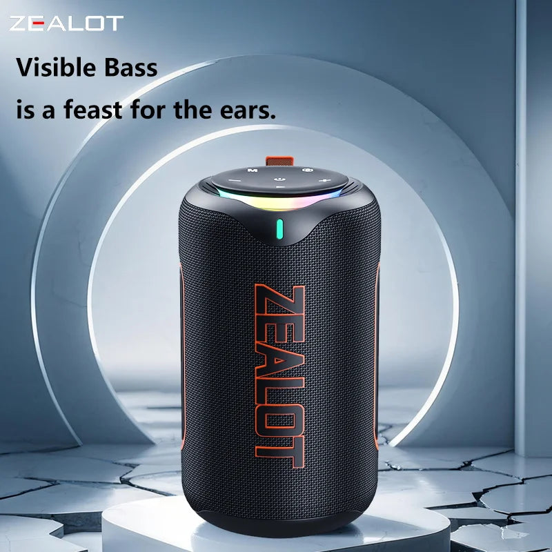 ZEALOT-MP1 60W Wireless Speaker RGB Light 30H Playtime Waterproof IPX6 Dual Pairing 8000mAh Battery