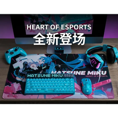 Hatsune Miku Esports Heart Series Set Mechanical Keyboard, Mouse, Mouse Pad, Water Cup  &Headphones Paper Box Premium Desktop Gift