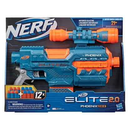 Hasbro Nerf Elite 2.0. Phoenix CS-6 Toy Gun with 12 Darts & Motorized Blaster Fire Play, Mission Clip Dart Fun for Kids