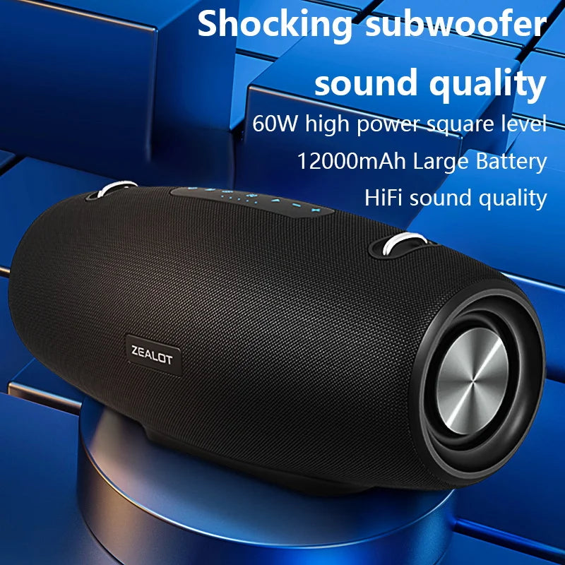 Zealot S67 Wireless Speaker With Shoulder Strap, Outdoor, Waterproof, Portable Speaker with Loud Stereo and Booming Bass, 40Hrs Playtime