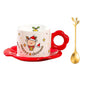 Ceramic Cup Saucer Set with Spoon Christmas Themed Coffee Cup, Perfect for Gift & Present
